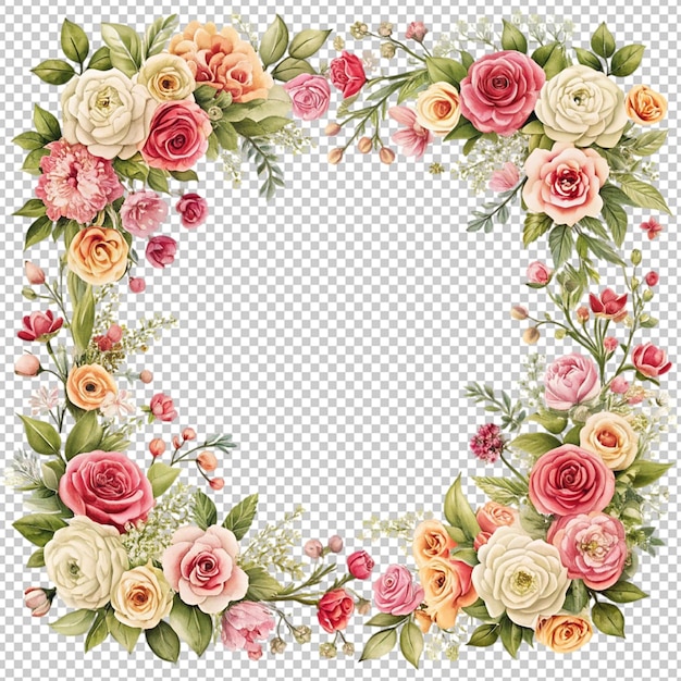 vintage floral frame on transparent background