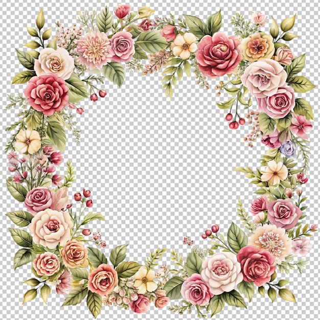 vintage floral frame on transparent background