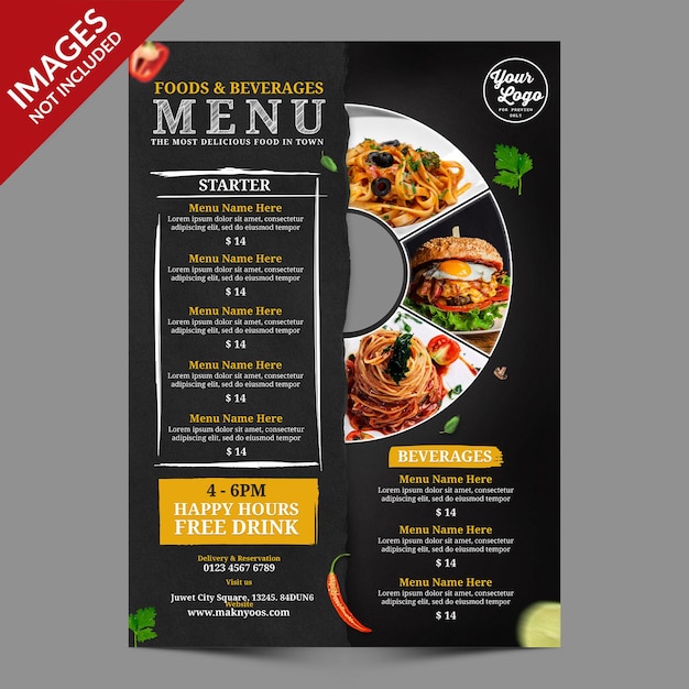 Vintage Food Menu Cover Design Premium PSD Templat