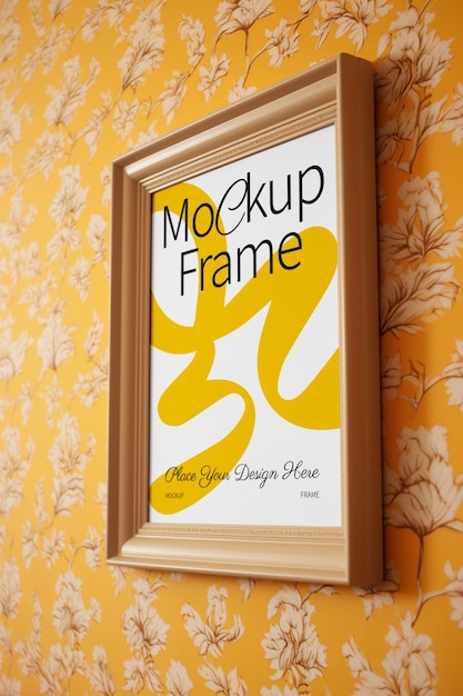 Vintage frame mockup on wall