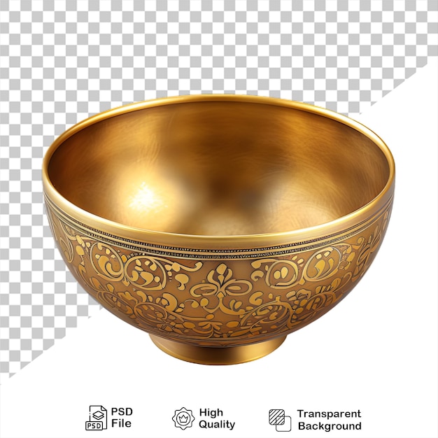 vintage golden bowl isolated on transparent background include png file