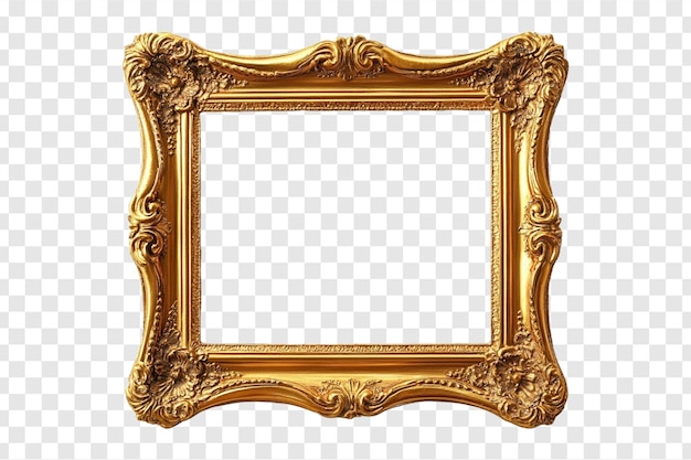 PSD vintage golden frame isolated on transparent background