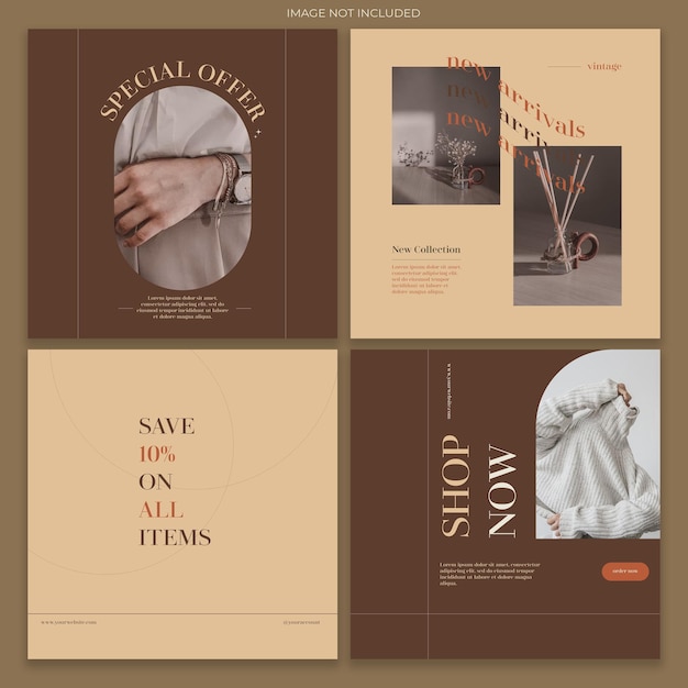 PSD vintage instagram post banners set