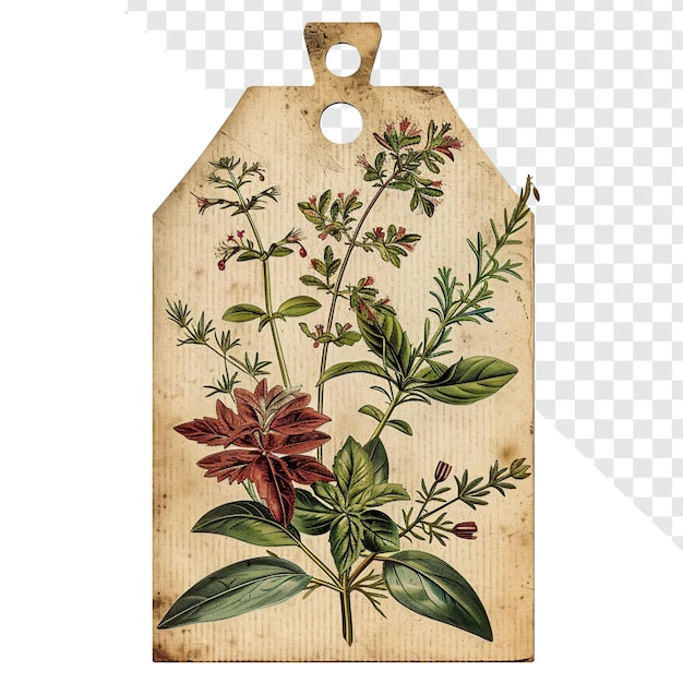 Vintage Isolated Herbs Tag Clipart No Thread