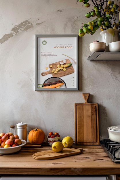 Vintage kitchen poster frame mockup design