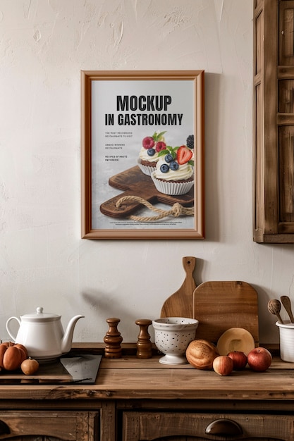 Vintage kitchen poster frame mockup design