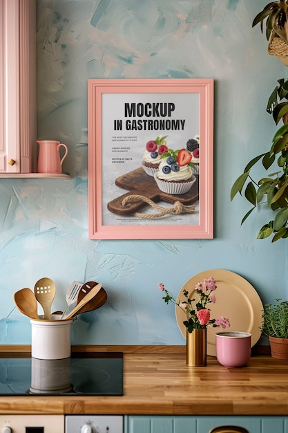 Vintage kitchen poster frame mockup design