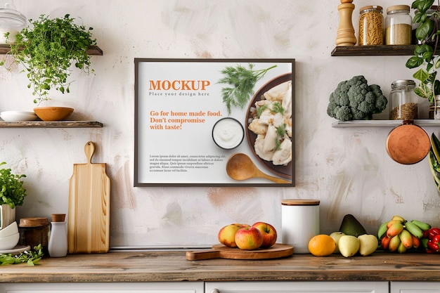 Vintage kitchen poster frame mockup design