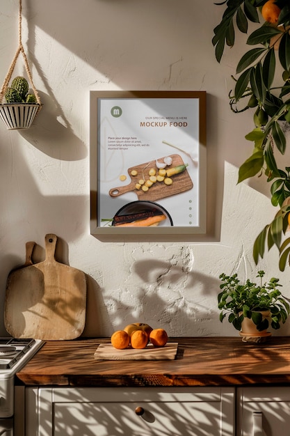 Vintage kitchen poster frame mockup design