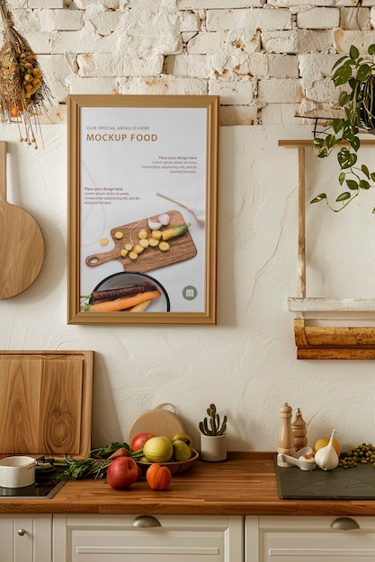 Vintage kitchen poster frame mockup design