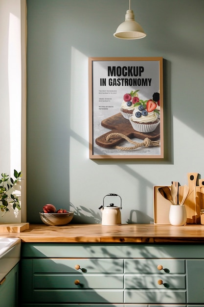 Vintage kitchen poster frame mockup design