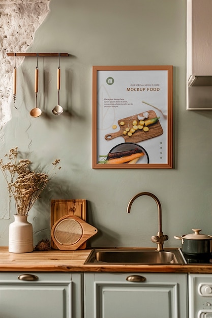 Vintage kitchen poster frame mockup design