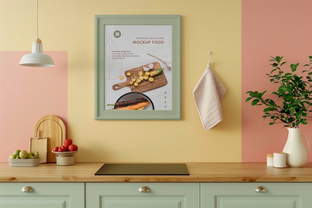 Vintage kitchen poster frame mockup design