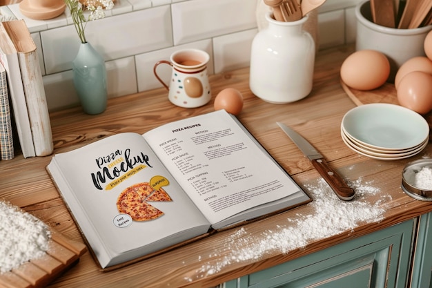 Vintage kitchen recipe book mockup design