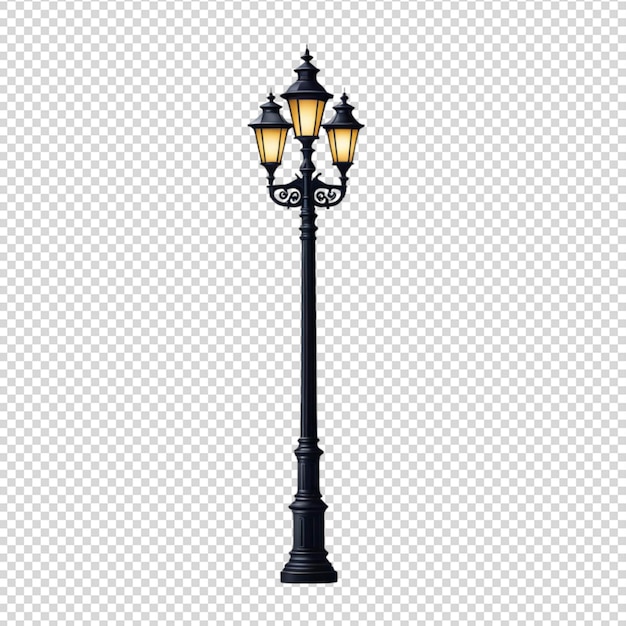 Vintage lamp post set isolated on transparent background