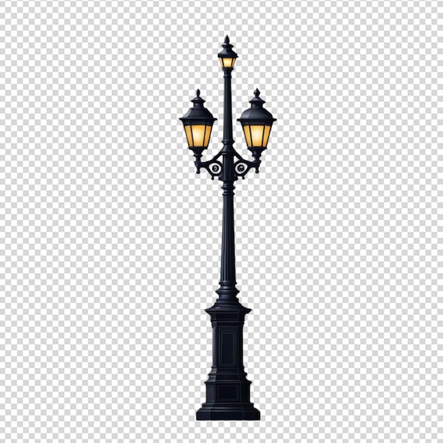 Vintage lamp post set isolated on transparent background