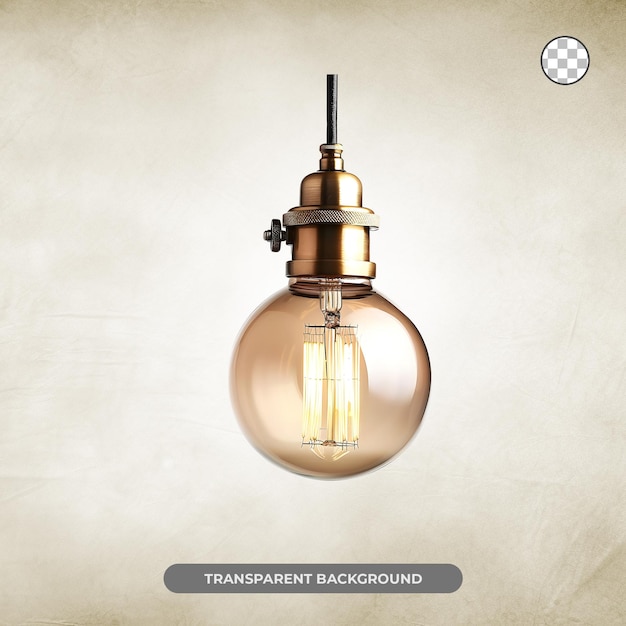 PSD vintage light bulb hanging isolated on transparent background