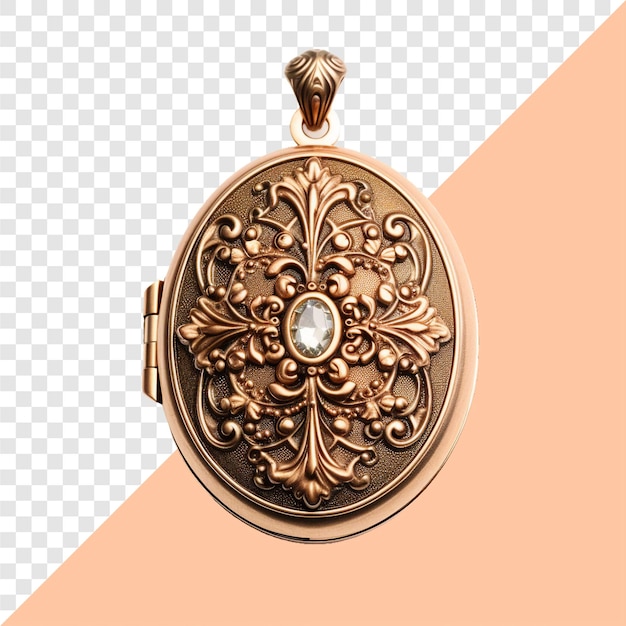 Vintage Locket transparent background isolated image generative AI