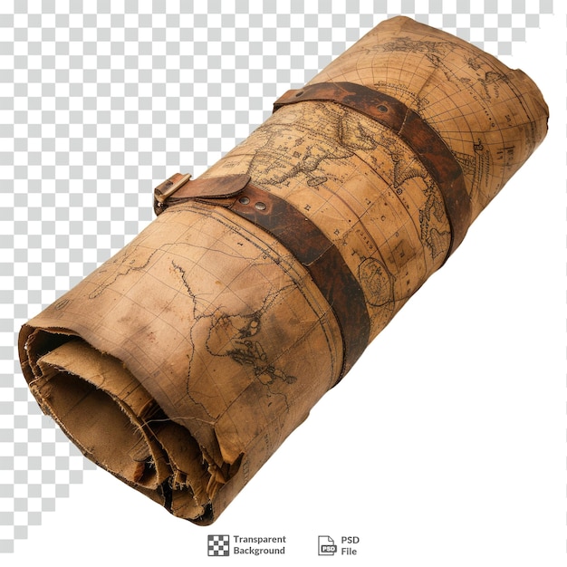 PSD vintage map roll transparent background