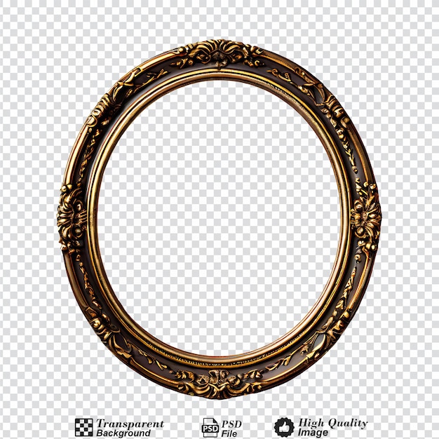 vintage oval picture frame isolated on transparent background