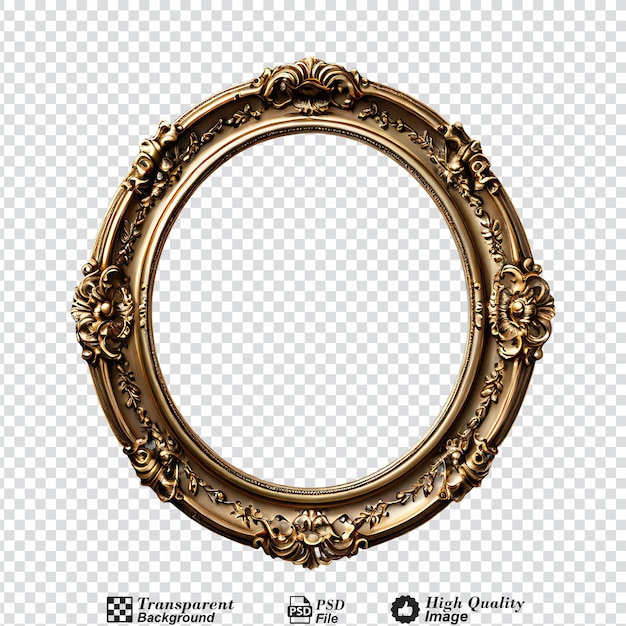 vintage oval picture frame isolated on transparent background