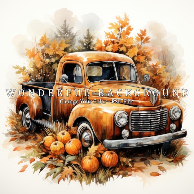 Vintage Pickup Truck in Autumnal Setting