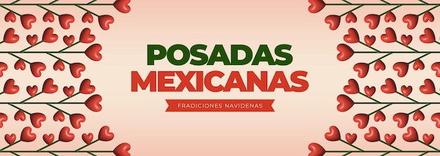 Vintage posadas mexicanas Social Media Post with 3D Render Elements