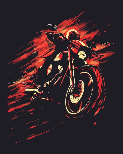 vintage red motorcycle t shirt design background