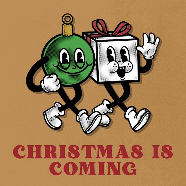 PSD vintage rertro christmast time mascot character