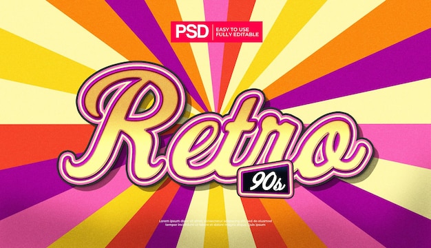 Vintage retro 1980s colorful text effect