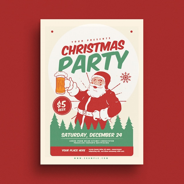 Vintage Retro Christmas Party Event Flyer