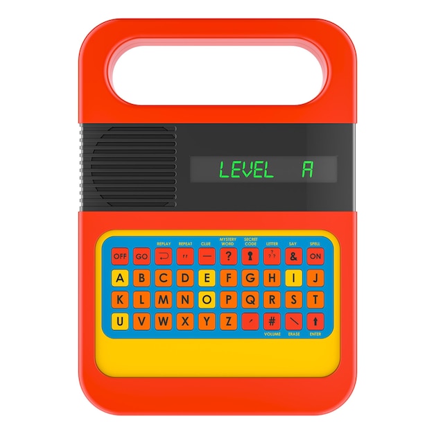 PSD vintage speak electronic learning toy 3d rendering isolated on transparent background