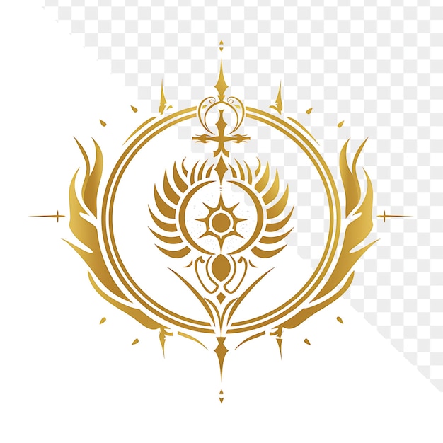 PSD vintage spiritual emblem design on white background