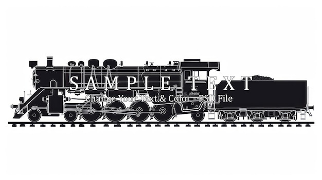 PSD vintage steam locomotive silhouette