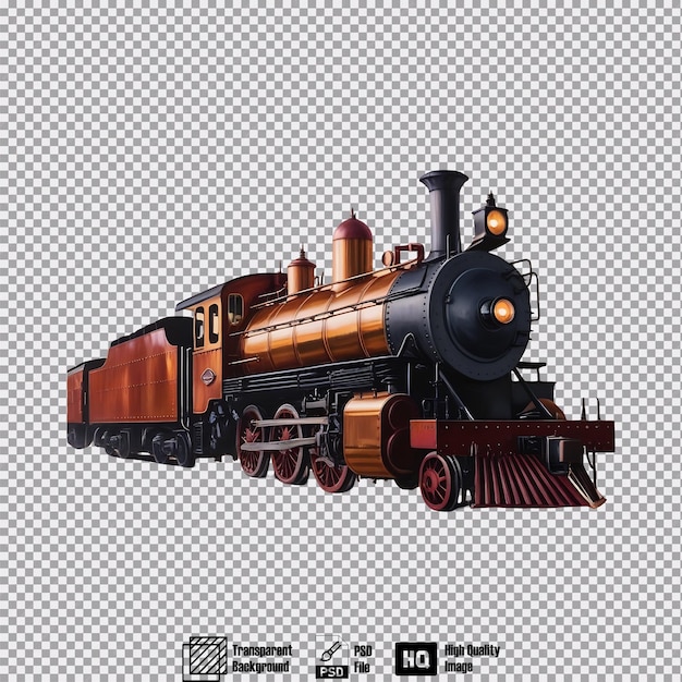 PSD a vintage steam locomotive on transparent background