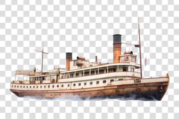 Vintage steamship isolated transparent background