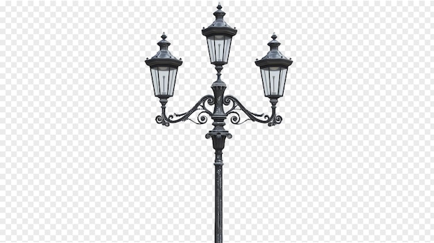 PSD vintage street lamp isolated on transparent background