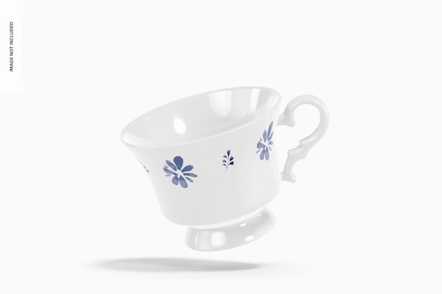 Vintage Tea Cup Mockup, Falling