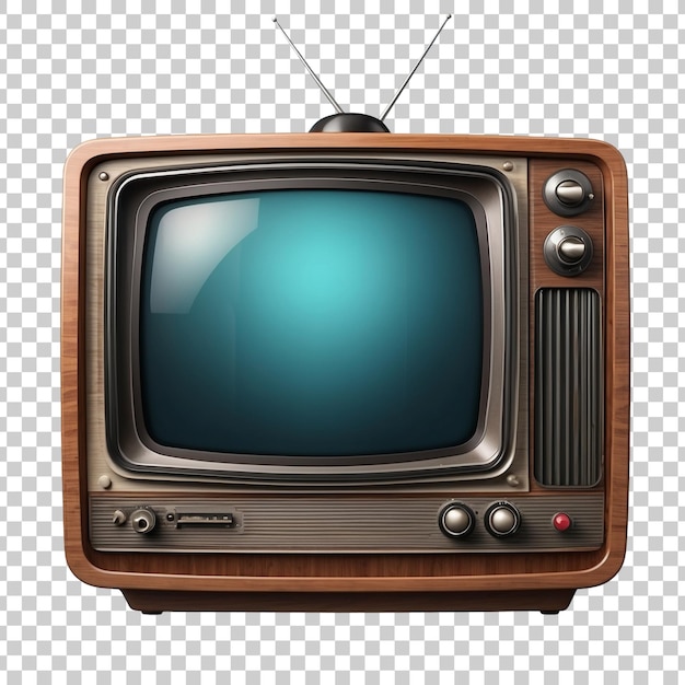 PSD a vintage television with a wooden frame and a brown wooden frame