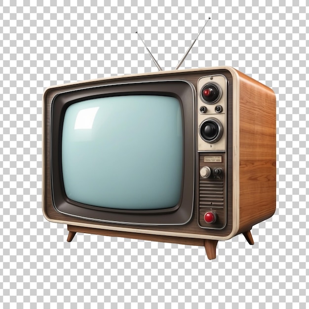 PSD a vintage television with a wooden frame and a brown wooden frame