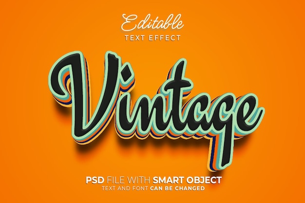 Vintage text effect editable style font