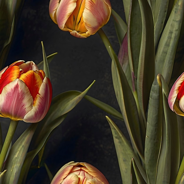 Vintage tulip pattern exudes warmth and charm Seamless pattern