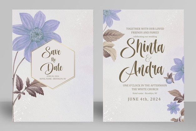 Vintage wedding invitation and save the date