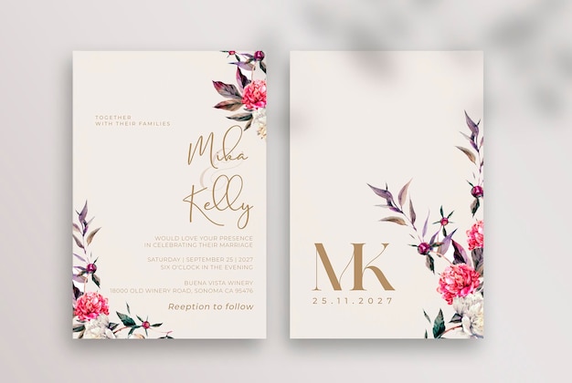 Vintage wedding invitation template002