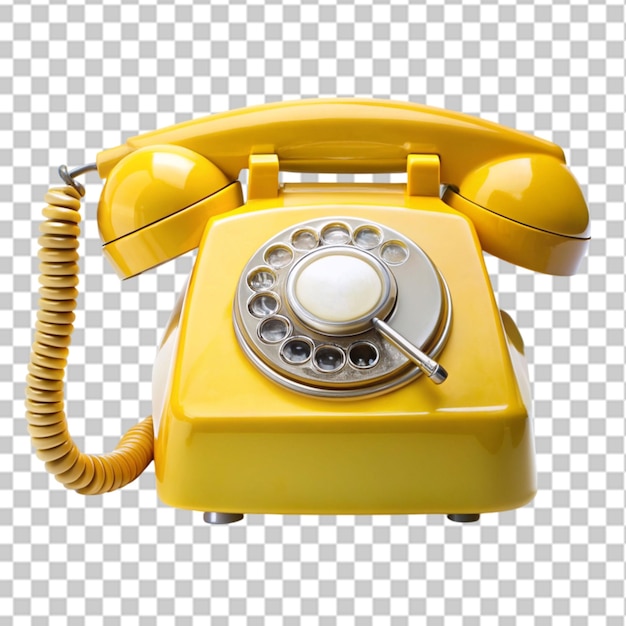 PSD vintage yellow telephone on transparent background