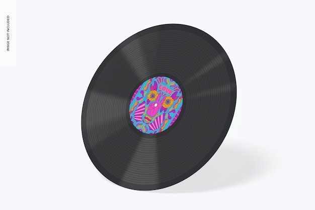 Vinyl Disc Mockup, Leaned