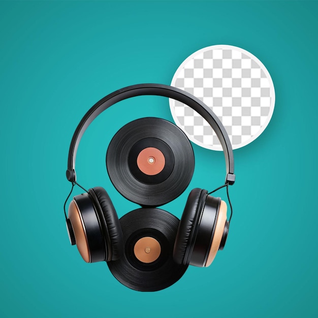 Vinyl record and headset isolated background