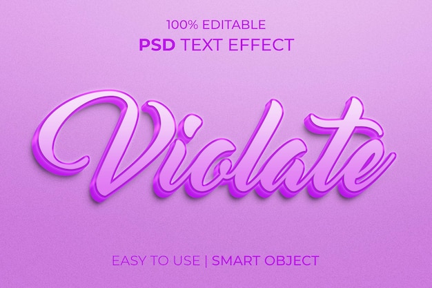 Violate editable 3d text effect style