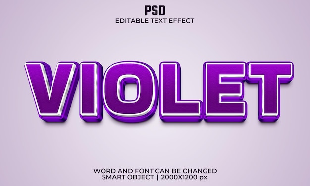 Violet 3d editable text effect Premium Psd with background