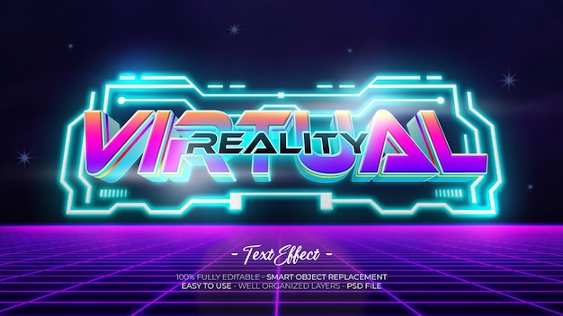 Virtual reality 3d custom text effect